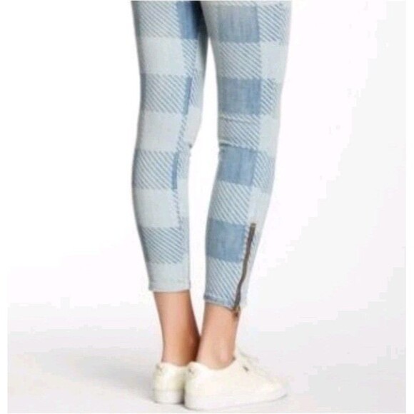 Current/Elliott  Soho Zip Stiletto Skinny Plaid Lightweight Jeans Size 27 / 4 US - Picture 3 of 9